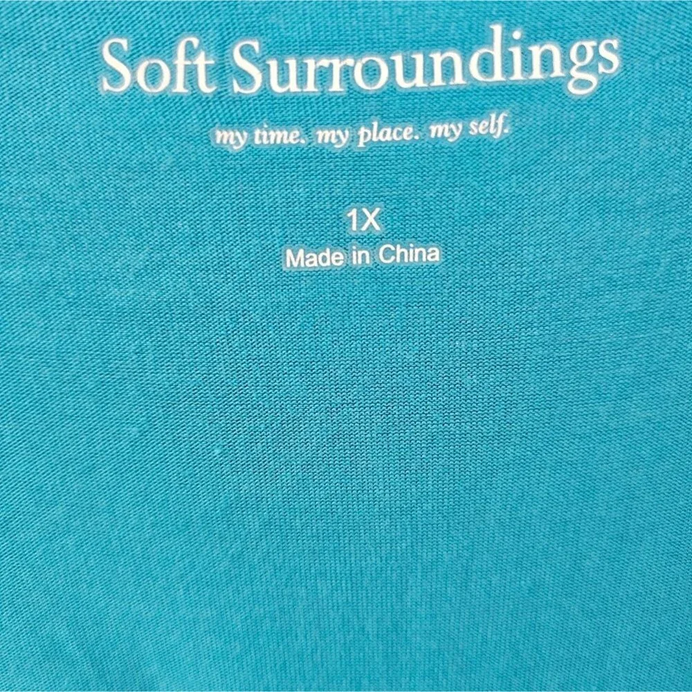 Soft Surroundings Blue Open Front Cardigan Sz 1X NWOT Cozy Coastal Grandma Chic